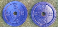 DP Cast Iron Weight Plates 4 kg x2 Vintage for 1" barbell dumbbell bars