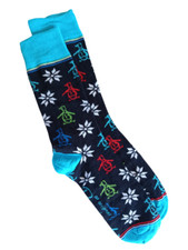 ORIGINAL PENGUIN | Mens Blue Logo Patterned Socks | One Size UK 7-11 EU 41-46