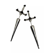 Sword Earrings Obsidian