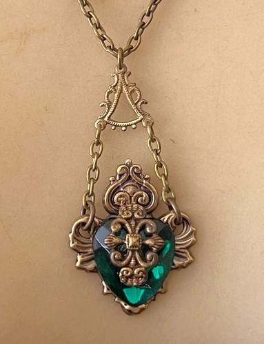 Vintage heart necklace brass - vintage,