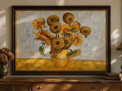 Large heavy impasto sunflowers - large,