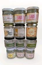 M&S Honey Ginger Jars X 12 empty glass jars w screw on lids 200g preserve craft