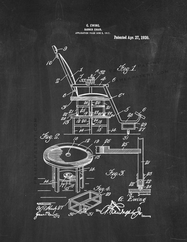 Barber chair patent print - chair,
