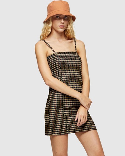 Yellow black check tartan - , cami