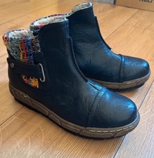 Pavers knitted cuff ankle boots. UK Size 4. Dark Navy