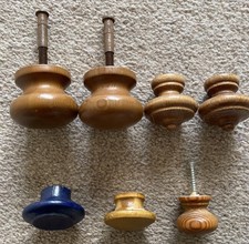 7 x Vintage Wooden Dresser Knobs Chest Drawer Handles Pulls Old Cupboard Retro 