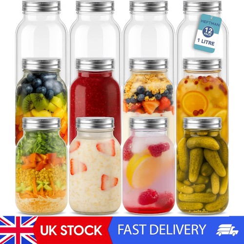 Glass mason jars with lids - mason, 1l