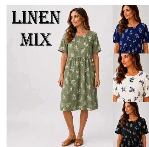 Ladies linen mix - linen, dress