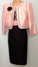 CONDICI (14/16) Black & Pink Beaded Silk Cocktail Dress & Bolero Jacket/Weddings
