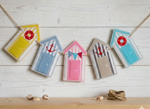 Handmade beach huts bunting - handmade,