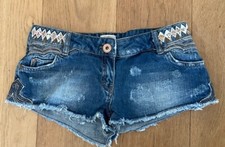 Ladies River Island Short Frayed Blue Denim Shorts Size 10