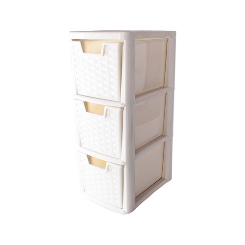 Cream rattan tower drawer - tower,