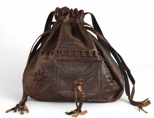 Leather shoulder drawstring - leather,