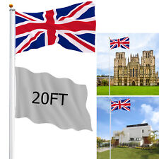 New 6.1M / 20FT Aluminum Telescopic Flag Pole UK Flagpole Gold Ball Kit Set UK