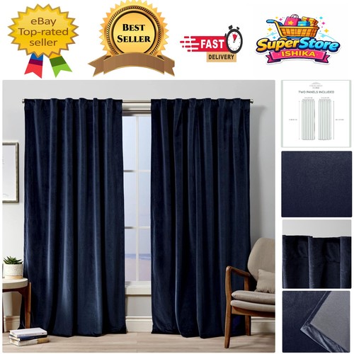 Luxurious navy velvet curtain - luxurious,