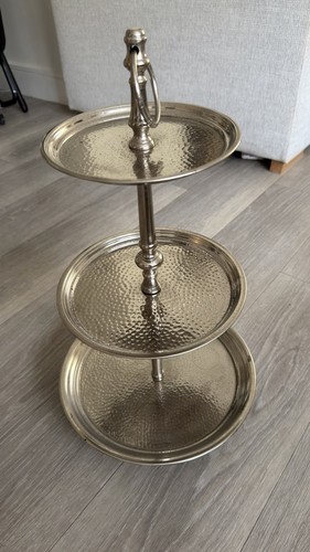 Large silver tiered cake stand - silver,