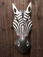 CLEARANCE 30cm Wooden Hand Crafted Zebra Wall Hung Head