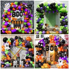 100X Halloween Balloon Arch Garland Kit Black Orange Purple Spider Balloons UK