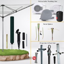 Rotary Airer Cloth Dryer Folding Garden Washing Line Outdoor Cover Ground Spike