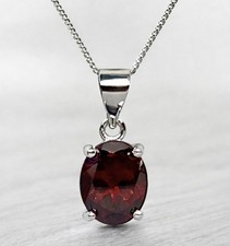 Real Oval Garnet Pendant &