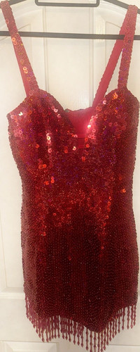 Red sequin fringe - fringe, drag