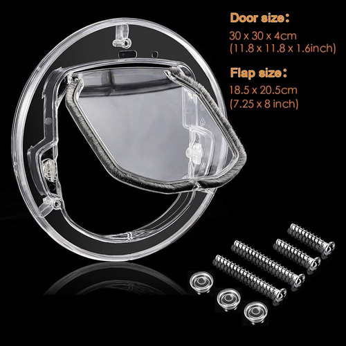 Cat flap glass - glass, 4-way