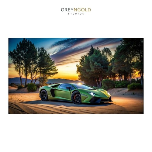 Green lamborghini aventador - green,