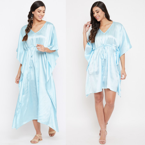 Gypsie blu kaftan dress satin - gypsie,