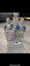 Vintage Porcelain Figural Lamp Colonial Couple for Boudoir