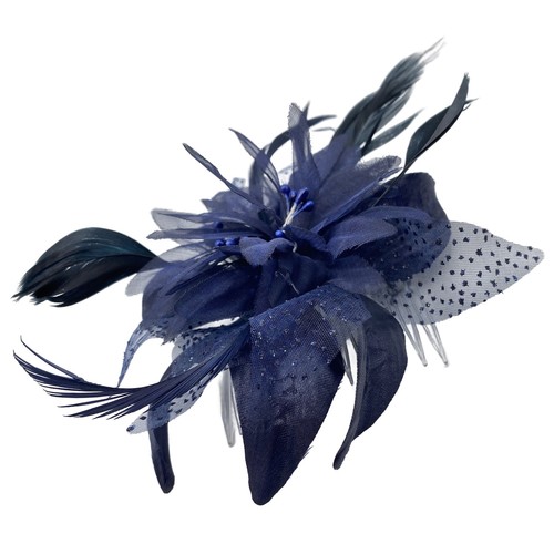 Navy blue feather flower - navy,