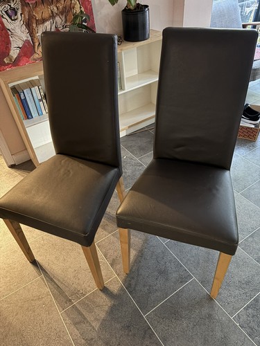 Dark brown leather dining - brown,