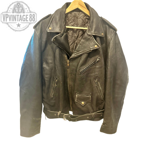 Vintage leather brown biker - vintage,