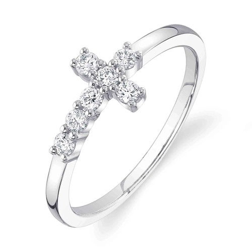 14k white gold diamond - diamond, cross