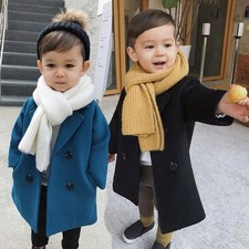 @Boys Kids Woolen Trench Coat
