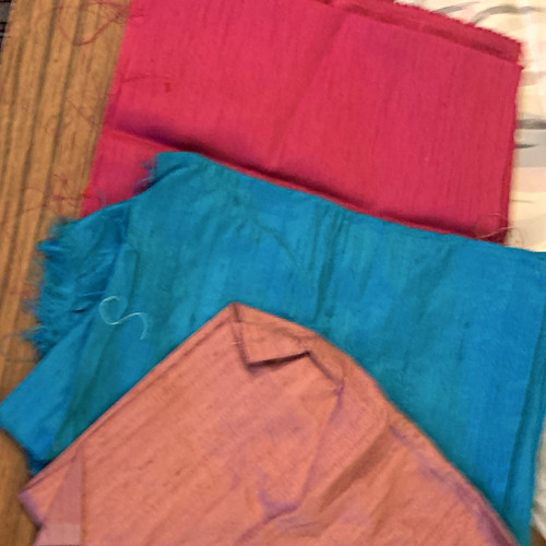 Three remnants silk fabric