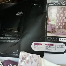 Next Curtains Eyelets Lined Extra Wide Cotton Purple Floral Pair - Project Read