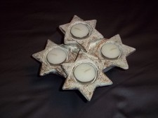 4 Star Tealight Holder Gold/Cream Colour
