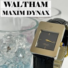 Waltham Maxim Dynax Hand-Wound Square Watch Black Dial Vintage Mechanical