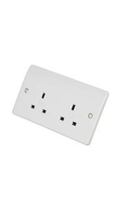 MK K781 WHI DOUBLE 2-GANG DP UNSWITCHED  SOCKETS WHITE LOGIC PLUS 13A