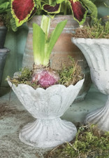 Small Mini Grey Urn, Fluted