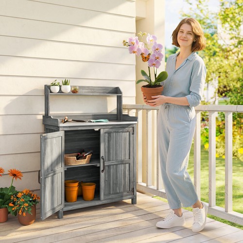 Wooden potting bench - bench, table