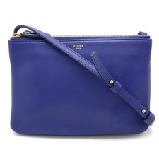 CELINE Trio Small Shoulder Bag Pouch Pochette Lambskin Leather Blue 192033