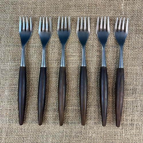 Vintage mid century forks - vintage, wood
