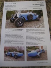 1970 BUGATTI VW-BASED REPLICA CAR DETAILS A4 SIZE FILE 19