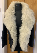 Topshop real leather sheepskin fur shearling Mongol aviator jacket coat UK6 US0