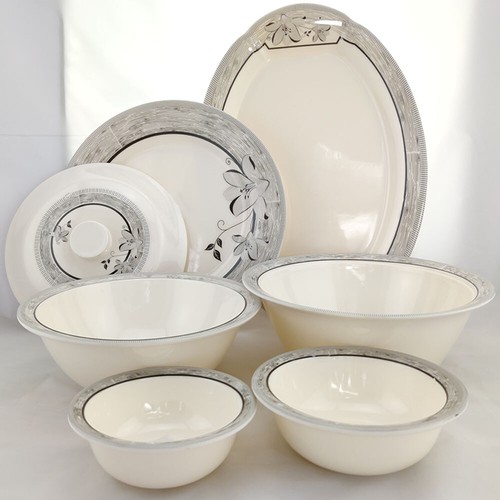 Floral melamine white plates - melamine,