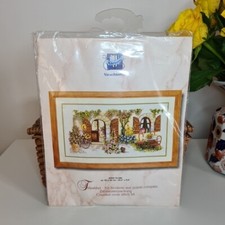 Vervaco Summer Courtyard Cross Stitch Kit 18.4 x 9.6" House Villa Verachtert