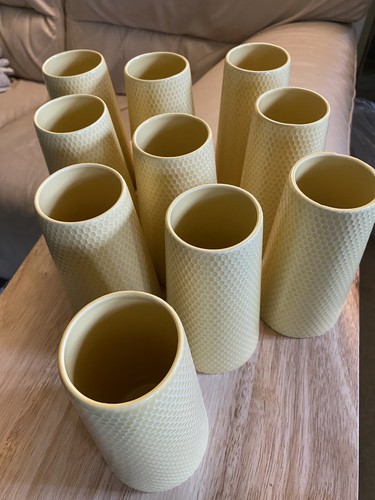 Yellow honeycomb effect vase - yellow,