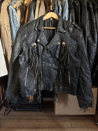 Vintage leather fringe biker - fringe,