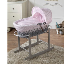 Pink & Grey Moses Basket with